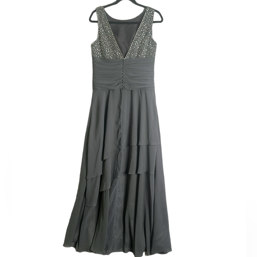 Gray formal maxi dress size medium mother of bride, bridesmaid, wedding guest,l